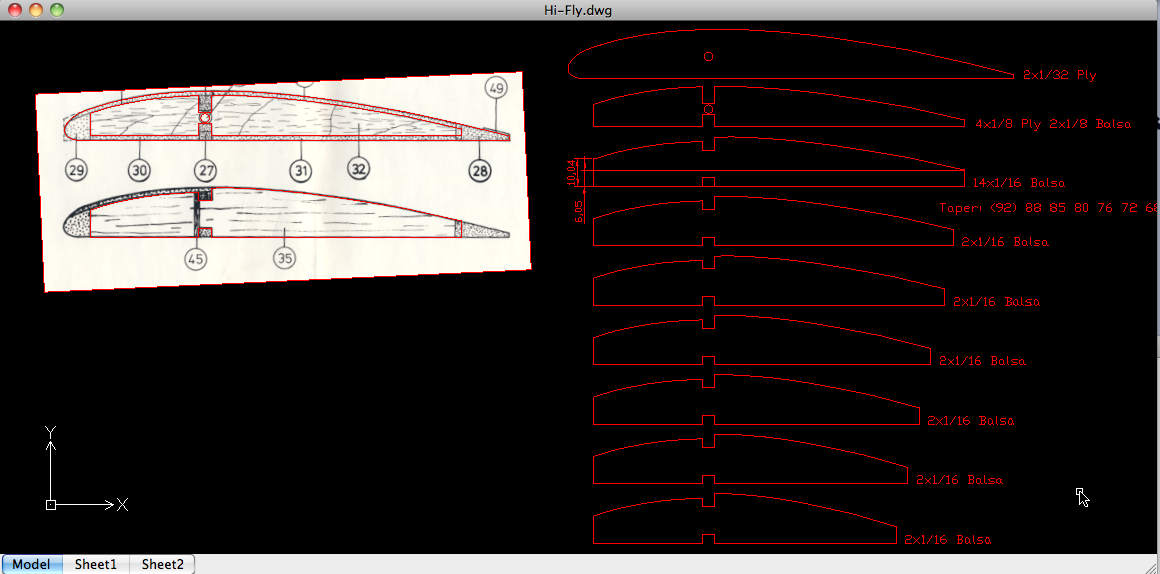 Ribs redrawn in Draftsight